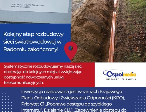Kolejny etap rozbudowy sieci światłowodowej w Radomiu zakończony!